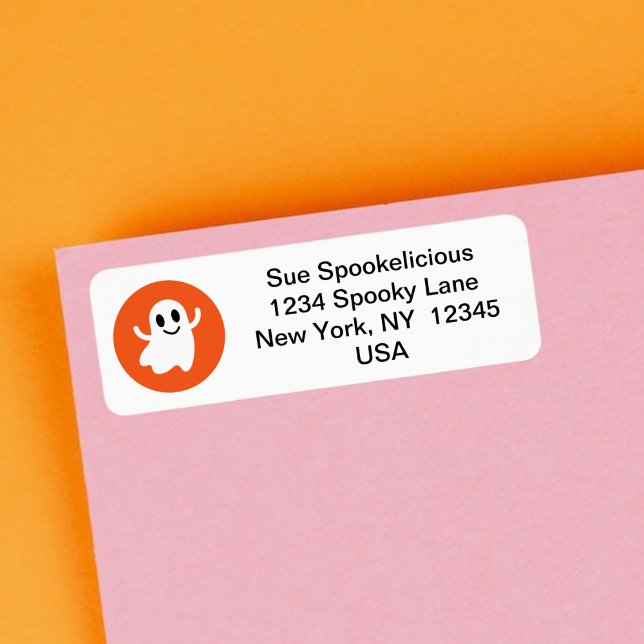 Cute Smiling Halloween Ghost Orange Circle (Creator Uploaded)