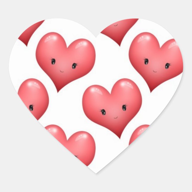 Cute Smiling Hearts Heart Sticker (Front)