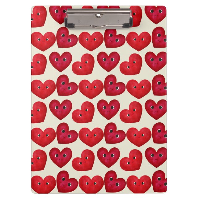 Cute Smiling Hearts Seamless Pattern - Valentine’s Clipboard (Front)