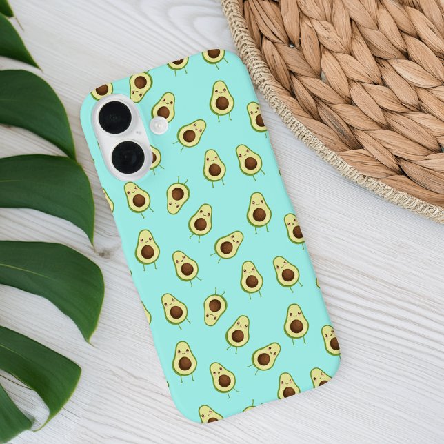 Cute Smiling Kawaii Avocado Pattern Case-Mate iPhone Case (Creator Uploaded)