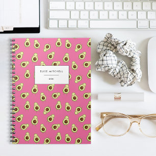 Cute Smiling Kawaii Avocado Pattern Notebook