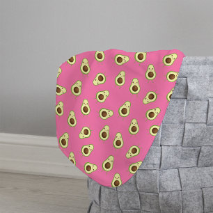 Cute Smiling Kawaii Avocado Pattern Sherpa Blanket