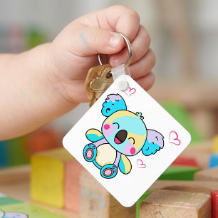 Cute smiling Kawaii Baby Koala with Love Hearts Keychain