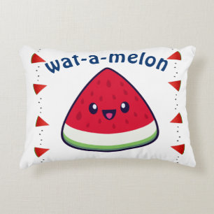 Cute Smiling Kawaii Watermelon Accent Pillow