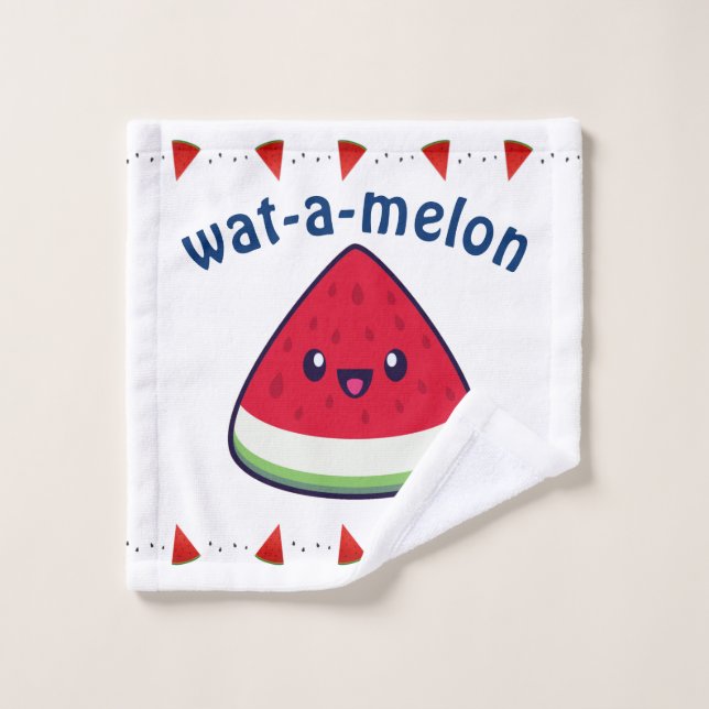 Cute Smiling Kawaii Watermelon  Bath Towel Set (Wash Cloth)