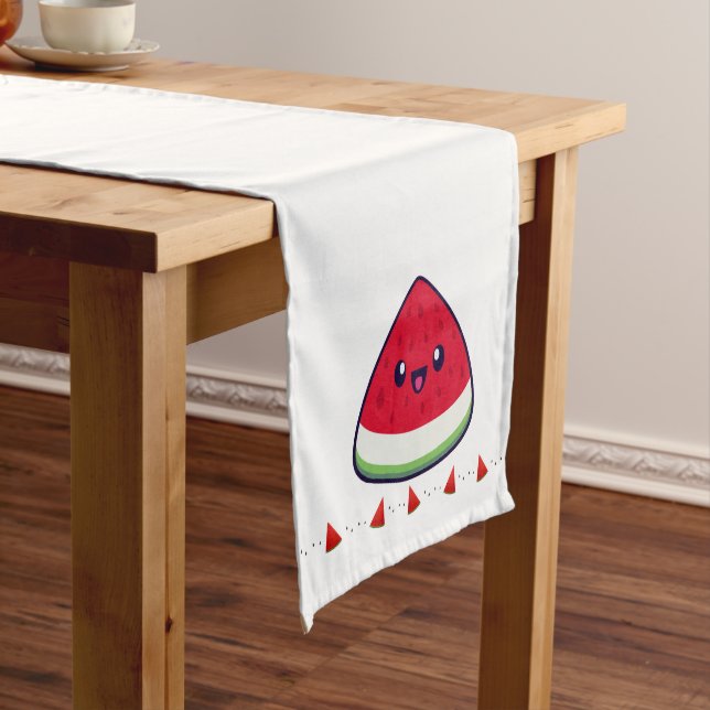 Cute Smiling Kawaii Watermelon   Long Table Runner (In Situ)
