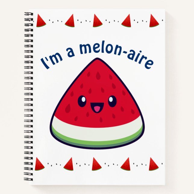 Cute Smiling Kawaii Watermelon  Notebook (Front)