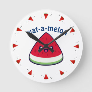 Cute Smiling Kawaii Watermelon Round Clock