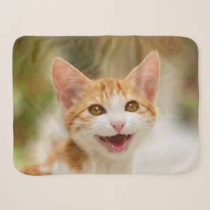 Cute Smiling Kitten Face Funny Cat Meow Photo Sherpa Blanket