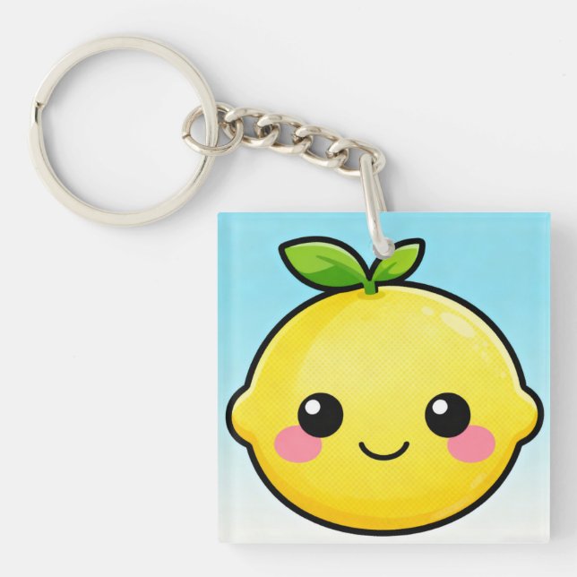 Cute Smiling Lemon Keychain (Front)
