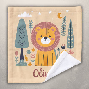 Cute Smiling Lion in Forest Wash Cloth