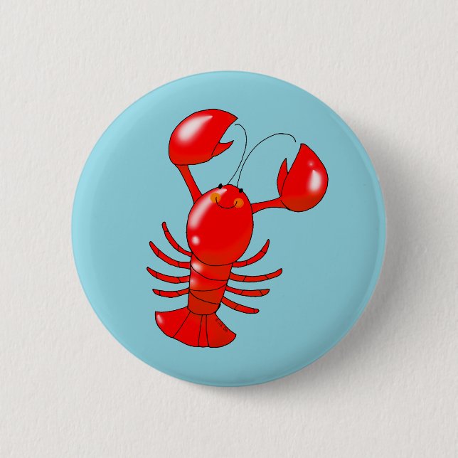 Cute Smiling Lobster Cartoon Design 2 Inch Round Button (Front)