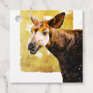 Cute Smiling Okapi School Valentine's Party Favour Tags