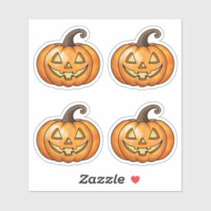 Cute Smiling Orange Cartoon Pumpkins Halloween