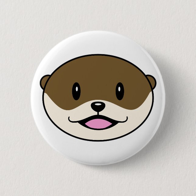 Cute Smiling Otter 2 Inch Round Button (Front)