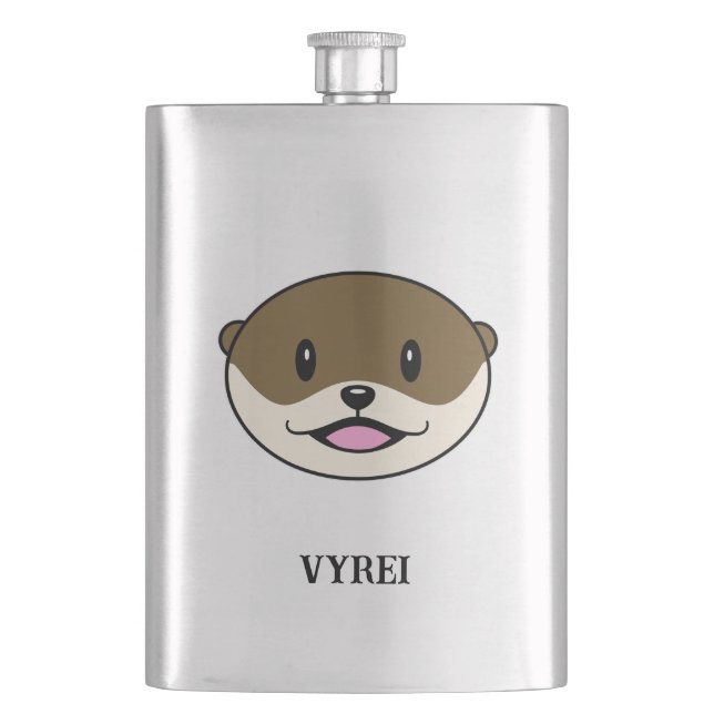 Cute Smiling Otter Hip Flask (Front)