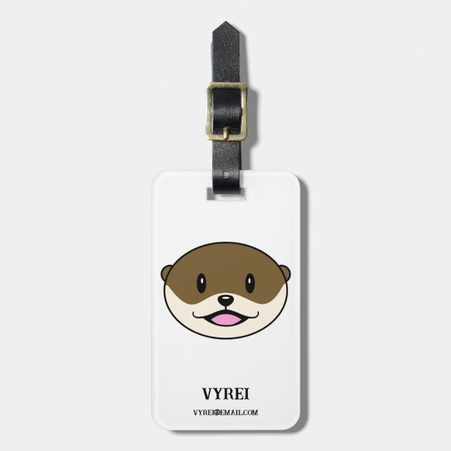 Cute Smiling Otter Luggage Tag (Front Vertical)