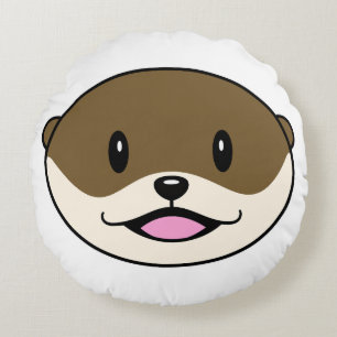 Cute Smiling Otter Round Pillow