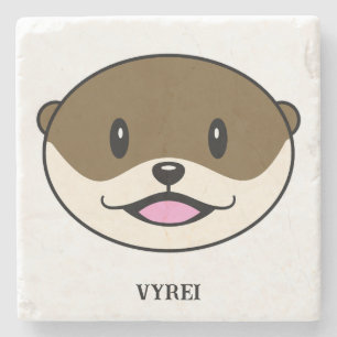 Cute Smiling Otter Stone Coaster