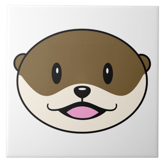 Cute Smiling Otter Tile (Front)