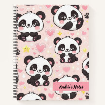 Cute Smiling Panda Pattern Pink Personalized