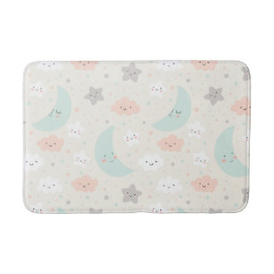 Cute Smiling Pastel Sky Pattern Bath Mat