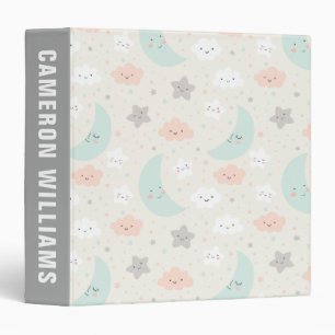 Cute Smiling Pastel Sky Pattern Binder
