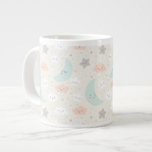 Cute Smiling Pastel Sky Pattern Large Coffee Mug