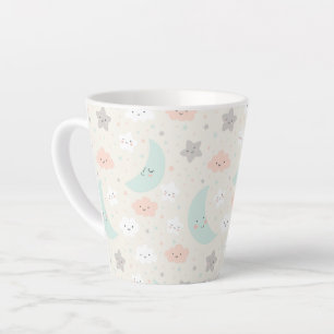 Cute Smiling Pastel Sky Pattern Latte Mug