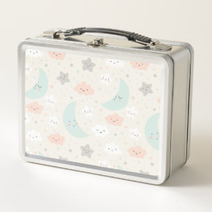 Cute Smiling Pastel Sky Pattern Metal Lunch Box