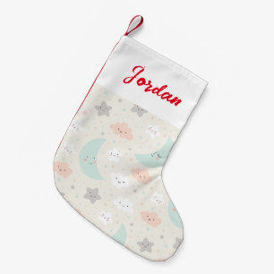 Cute Smiling Pastel Sky Pattern Small Christmas Stocking