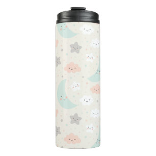 Cute Smiling Pastel Sky Pattern Thermal Tumbler