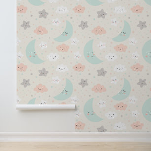 Cute Smiling Pastel Sky Pattern Wallpaper