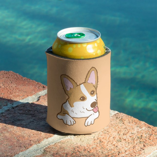 Cute Smiling Pembroke Welsh Corgi Can Cooler (In Situ Pool)