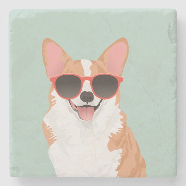 Cute Smiling Pembroke Welsh Corgi for Dog Lovers Stone Coaster (Front)