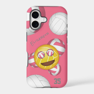 cute smiling personalized girls' emoji volleyball
