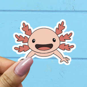 Cute Smiling Pink Axolotl Kawaii Sticker