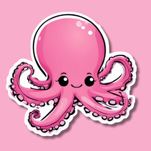 Cute Smiling Pink Octopus 