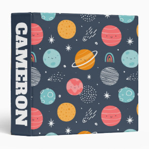 Cute Smiling Planet Pattern Binder