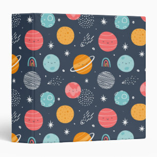 Cute Smiling Planet Pattern Binder