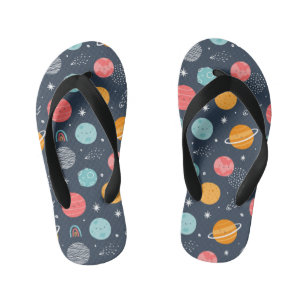 Cute Smiling Planet Pattern Kid's Flip Flops