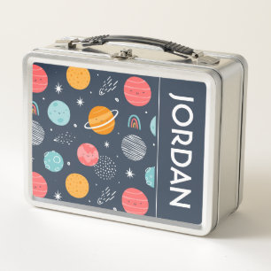 Cute Smiling Planet Pattern Metal Lunch Box