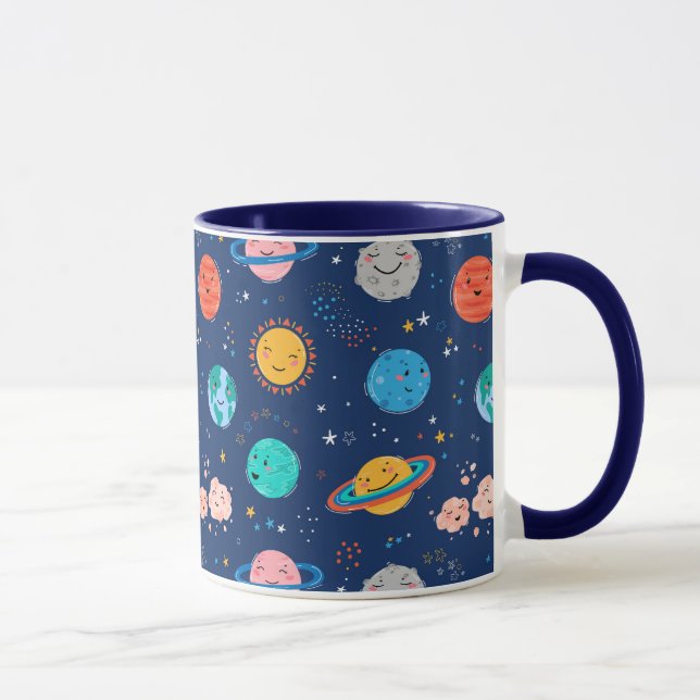 Cute Smiling Planet Pattern Mug (Right)