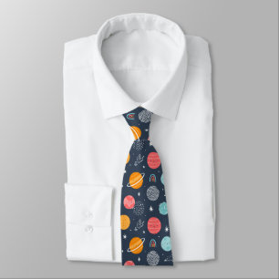 Cute Smiling Planet Pattern Tie