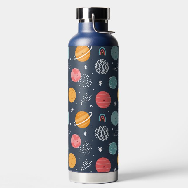 Cute Smiling Planet Pattern Water Bottle (Left)