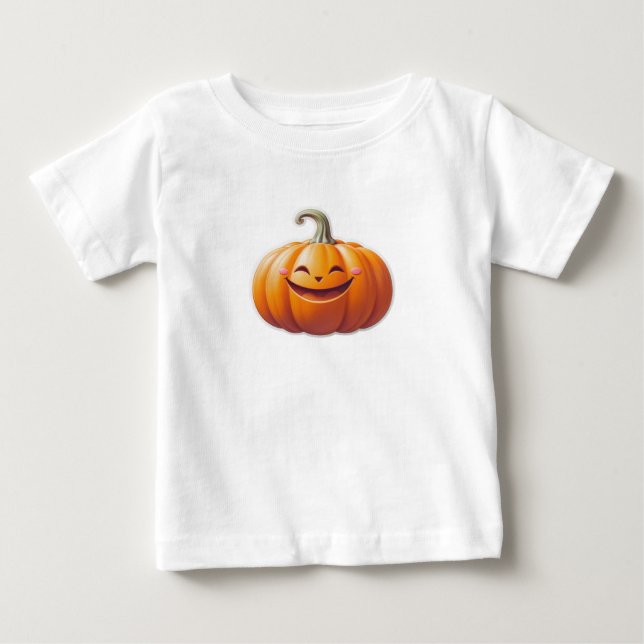 Cute Smiling Pumpkin – Fun Fall Character Baby T-Shirt (Front)