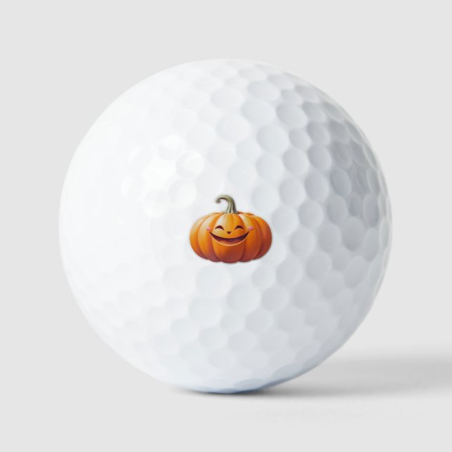Cute Smiling Pumpkin – Fun Fall Character Golf Balls (Front)