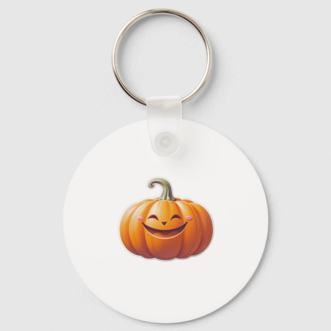 Cute Smiling Pumpkin – Fun Fall Character Keychain (Front)