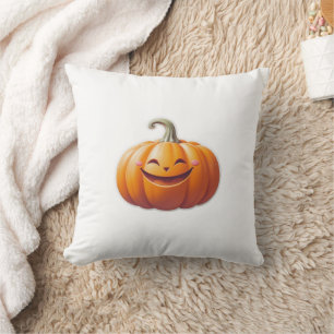 Cute Smiling Pumpkin – Fun Fall Character Throw Pillow