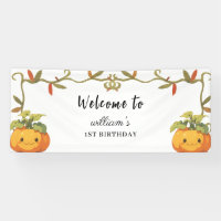 Cute Smiling Pumpkin Land Birthday Welcome